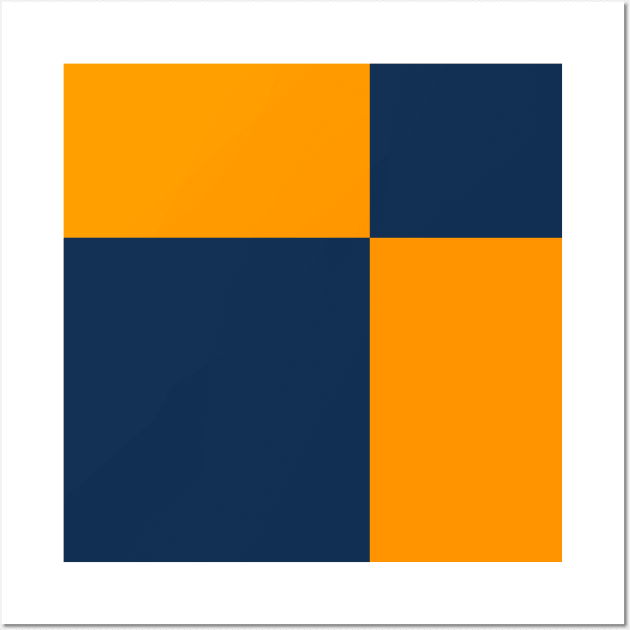 Two Colored Off Centered Square Pattern - Blue and Orange - Abstract and Minimal Throw Wall Art by AbstractIdeas